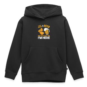 Poulet frit croustillant Foodaholic Food Lover Gesc - Sweat Premium à capuche enfant bio - noir - Devant - AI Model Kid Male (0cm)