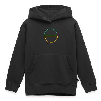 Halbe Kreise Grün Und Gelbes Design - Kinder Premium Organic Hoodie - Schwarz - Vorne - AI Model Kid Male (0cm)