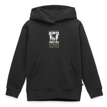 Famille de chasseurs de cerfs Buck - Sweat Premium à capuche enfant bio - noir - Devant - AI Model Kid Male (0cm)