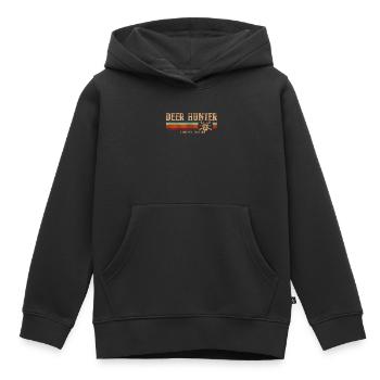 Chasseur de cerfs Buck Retro - Sweat Premium à capuche enfant bio - noir - Devant - AI Model Kid Male (0cm)