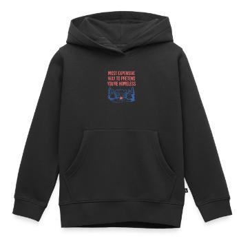 Faites semblant d’être sans-abri Camping Funny Camper - Sweat Premium à capuche enfant bio - noir - Devant - AI Model Kid Male (0cm)