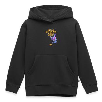 Me voici, quels sont vos 2 autres souhaits - Sweat Premium à capuche enfant bio - noir - Devant - AI Model Kid Male (0cm)