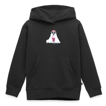 Global Warming Bear | Satire der arktischen Ökologie - Kinder Premium Organic Hoodie - Schwarz - Vorne - AI Model Kid Male (0cm)