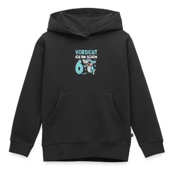 Vorsicht ich bin schon 6. Kindergeburtstag Hai - Kinder Premium Organic Hoodie - Schwarz - Vorne - AI Model Kid Male (0cm)