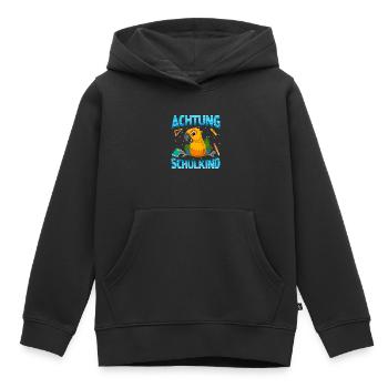 Einschulung Achtung Schulkind Geschenk Papagei - Kinder Premium Organic Hoodie - Schwarz - Vorne - AI Model Kid Male (0cm)