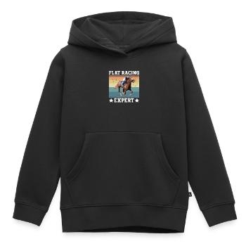 Expert pour les courses de plat - Horse Racing Equestrian - Sweat Premium à capuche enfant bio - noir - Devant - AI Model Kid Male (0cm)