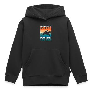 Ce qui se passe dans la course de plat reste dans la course de plat - Sweat Premium à capuche enfant bio - noir - Devant - AI Model Kid Male (0cm)