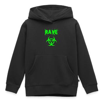 rave - Kids Premium Organic Hoodie - black - Front - AI Model Kid Male (0cm)