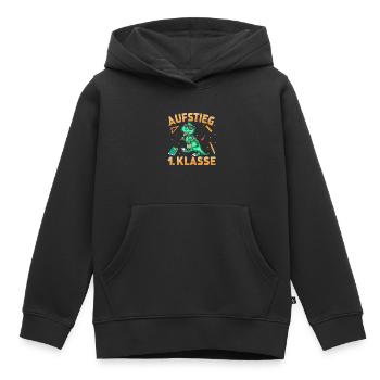 Aufstieg 1. Klass Dinosaurier Schulkind Schulstart - Kinder Premium Organic Hoodie - Schwarz - Vorne - AI Model Kid Male (0cm)