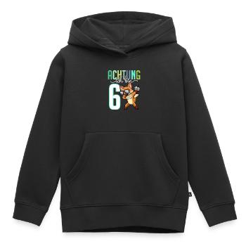 Sechster 6. Geburtstag Junge 6 Jahre Fuchs - Kinder Premium Organic Hoodie - Schwarz - Vorne - AI Model Kid Male (0cm)