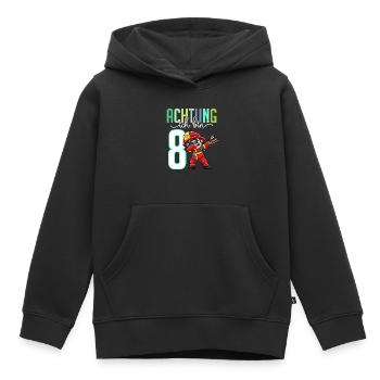 Zum 8. Geburtstag 8 Jahre Feuerwehr Junge Mädchen - Kinder Premium Organic Hoodie - Schwarz - Vorne - AI Model Kid Male (0cm)