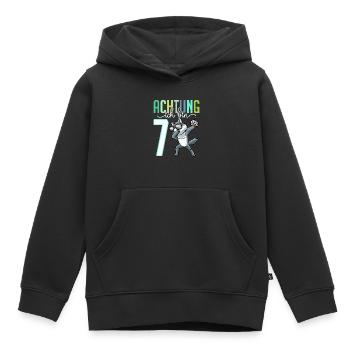 7. Geburtstag 7 Jahre Wolf Junge Mädchen - Kinder Premium Organic Hoodie - Schwarz - Vorne - AI Model Kid Male (0cm)