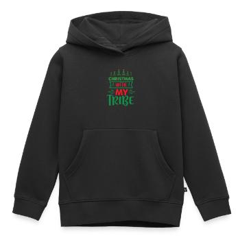 Ugly Christmas Weihnachten ist mein Tribe Sprüche - Kinder Premium Organic Hoodie - Schwarz - Vorne - AI Model Kid Male (0cm)