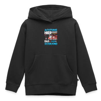 Achtung hier kommt das Schulkind - Kinder Premium Organic Hoodie - Schwarz - Vorne - AI Model Kid Male (0cm)