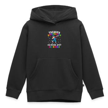 Tschüss Kindergarten ich rocke jetzt die Schule - Kinder Premium Organic Hoodie - Schwarz - Vorne - AI Model Kid Male (0cm)
