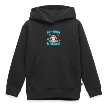 Einschulung Achtung Schulkind Geschenk Hase - Kinder Premium Organic Hoodie - Schwarz - Vorne - AI Model Kid Male (0cm)