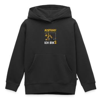 Achtung Ich bin 2 - Kinder Premium Organic Hoodie - Schwarz - Vorne - AI Model Kid Male (0cm)