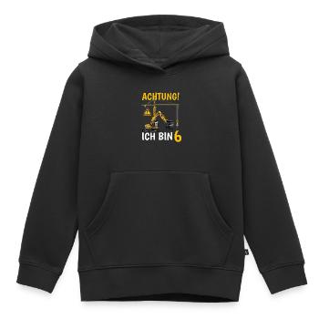 Achtung Ich bin 6 - Kinder Premium Organic Hoodie - Schwarz - Vorne - AI Model Kid Male (0cm)