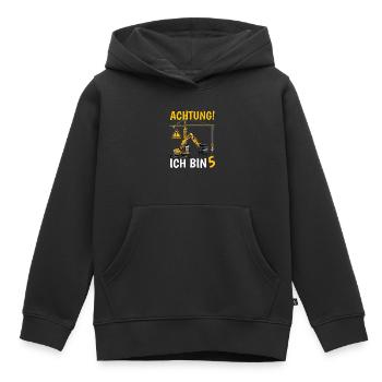 Achtung Ich bin 5 - Kinder Premium Organic Hoodie - Schwarz - Vorne - AI Model Kid Male (0cm)