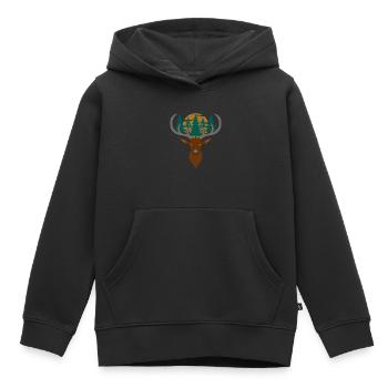 Red deer antlers with deer antlers - Kids Premium Organic Hoodie - black - Front - AI Model Kid Male (0cm)