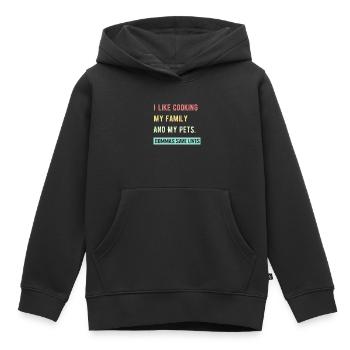 I Like Cooking My Family And My Pets Commas Save - Kids Premium Organic Hoodie - black - Front - AI Model Kid Male (0cm)