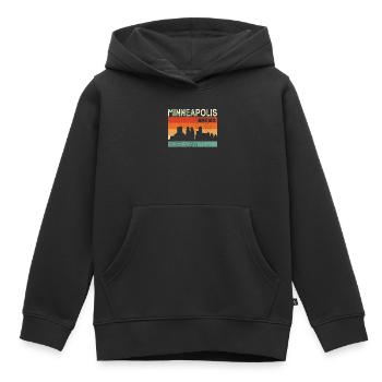 Minneapolis (Minnesota) - Sweat Premium à capuche enfant bio - noir - Devant - AI Model Kid Male (0cm)