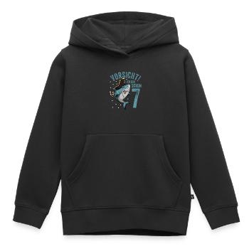 Vorsicht ich bin schon 7. Kindergeburtstag Hai - Kinder Premium Organic Hoodie - Schwarz - Vorne - AI Model Kid Male (0cm)