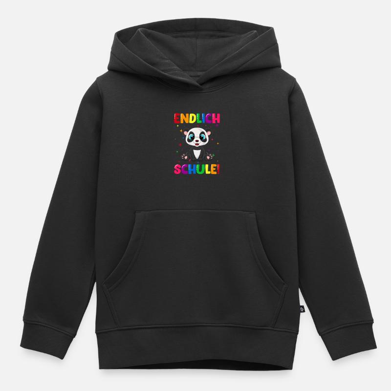 Endlich Schule Panda 1. Klasse - Kinder Premium Organic Hoodie - Schwarz