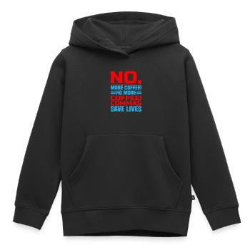 No, More Coffee! No More Coffee! Commas Save Live - Kids Premium Organic Hoodie - black - Front - AI Model Kid Male (0cm)