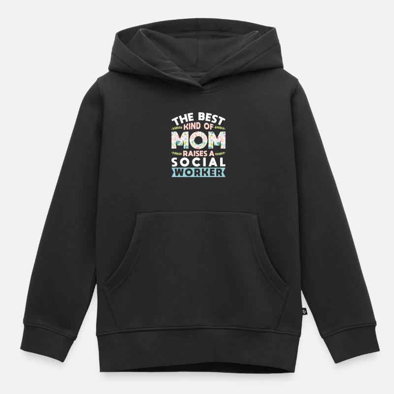 Fleurs du Mois du travail social à l’école - Sweat Premium à capuche enfant bio - noir