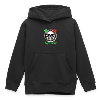 Bullseye Darts Bone Face Dartboard Dart - Sweat Premium à capuche enfant bio - noir - Devant - AI Model Kid Male (0cm)