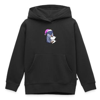 Eule mit Kissen und Schlafmütze - Kinder Premium Organic Hoodie - Schwarz - Vorne - AI Model Kid Male (0cm)