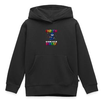 Endlich jetzt rocke ich die Schule Einschulung - Kinder Premium Organic Hoodie - Schwarz - Vorne - AI Model Kid Male (0cm)