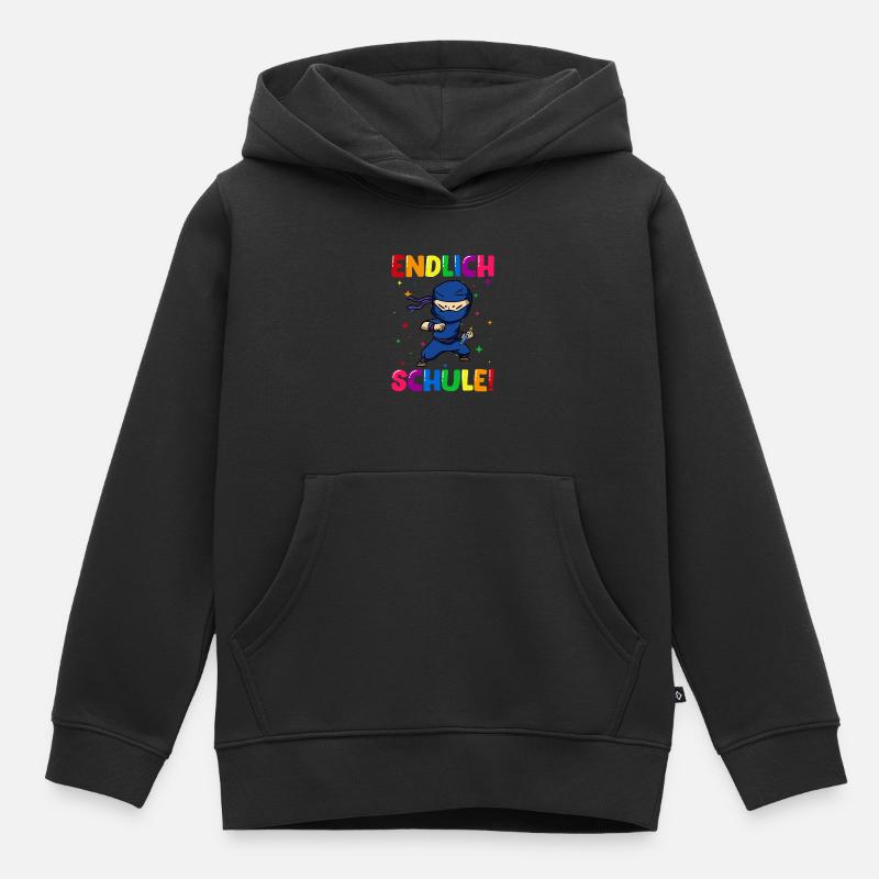 Endlich Schule Ninja Einschulung Schulkind - Kinder Premium Organic Hoodie - Schwarz