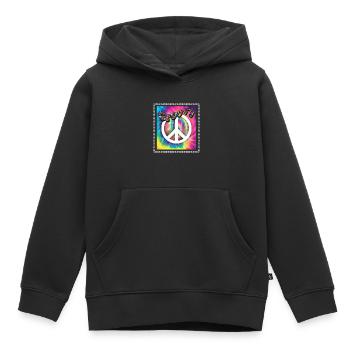 Hippie Peace Groovy Flowerpower Boho Woodstock - Kinder Premium Organic Hoodie - Schwarz - Vorne - AI Model Kid Male (0cm)