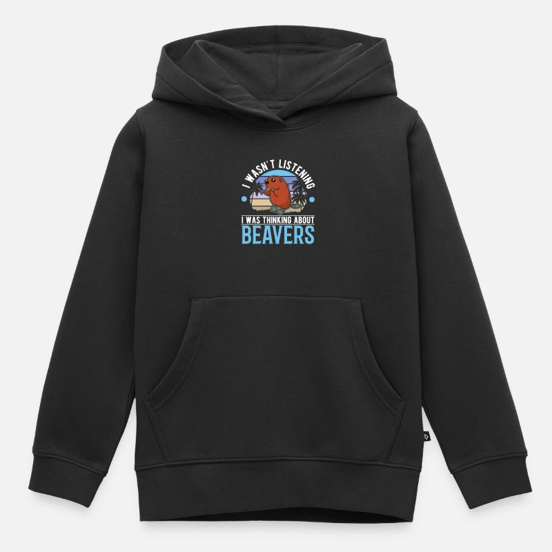 Cadeau Castor Beaver Dam Castor - Sweat Premium à capuche enfant bio - noir