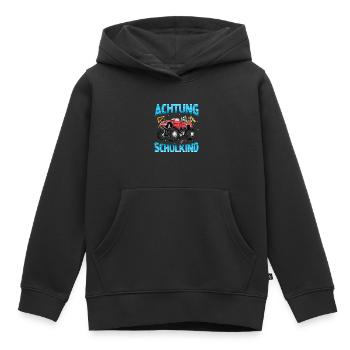 Einschulung Achtung Schulkind Geschenk Truck - Kinder Premium Organic Hoodie - Schwarz - Vorne - AI Model Kid Male (0cm)