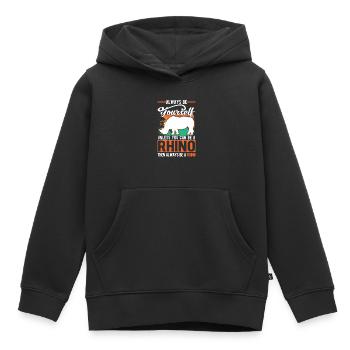 Rhinocéros Rhinocéros - Sweat Premium à capuche enfant bio - noir - Devant - AI Model Kid Male (0cm)