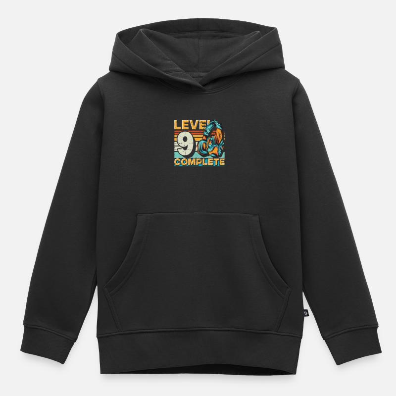 Gaming Birthday Level 9 Complete pour les joueurs. - Sweat Premium à capuche enfant bio - noir