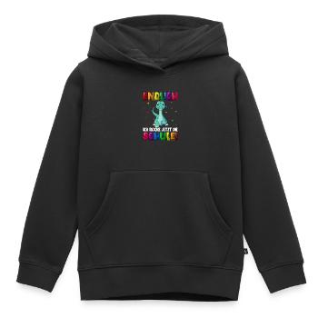 Endlich ich rocke jetzt die Schule Dino - Kinder Premium Organic Hoodie - Schwarz - Vorne - AI Model Kid Male (0cm)