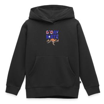 G-day Mate Australia Flag Wildlife Animal Kangaroo - Kids Premium Organic Hoodie - black - Front - AI Model Kid Male (0cm)