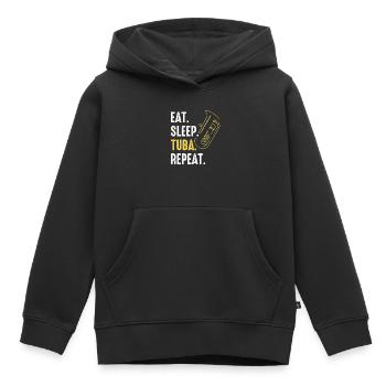 Tuba Tuba lecteur - Sweat Premium à capuche enfant bio - noir - Devant - AI Model Kid Male (0cm)