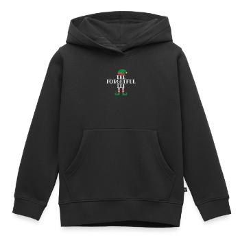 L’elfe oublieux motif norvégien - Sweat Premium à capuche enfant bio - noir - Devant - AI Model Kid Male (0cm)