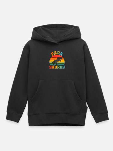 Papasaurus - Papa Saurus Papa Dino - Sweat Premium à capuche enfant bio - noir