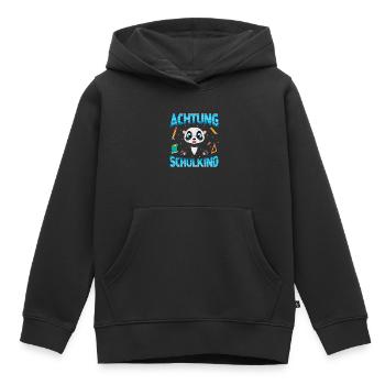 Einschulung Achtung Schulkind Geschenk Panda - Kinder Premium Organic Hoodie - Schwarz - Vorne - AI Model Kid Male (0cm)