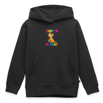 Endlich Schule Kätzchen Einschulung Schulkind - Kinder Premium Organic Hoodie - Schwarz - Vorne - AI Model Kid Male (0cm)