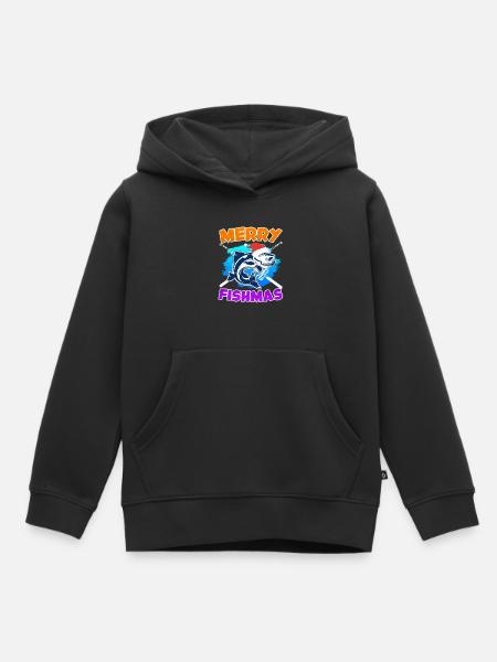Merry Fishmas Fishing - Kinder Premium Organic Hoodie - Schwarz