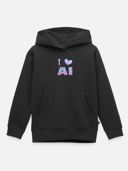 i love ai - Kinder Premium Organic Hoodie - Schwarz