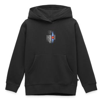 Colorado - Sweat Premium à capuche enfant bio - noir - Devant - AI Model Kid Male (0cm)