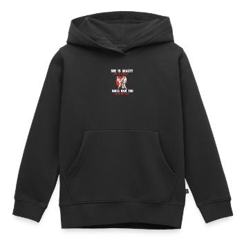 She Is Beauty She Is Grace She Will Kick You In - Kids Premium Organic Hoodie - black - Front - AI Model Kid Male (0cm)